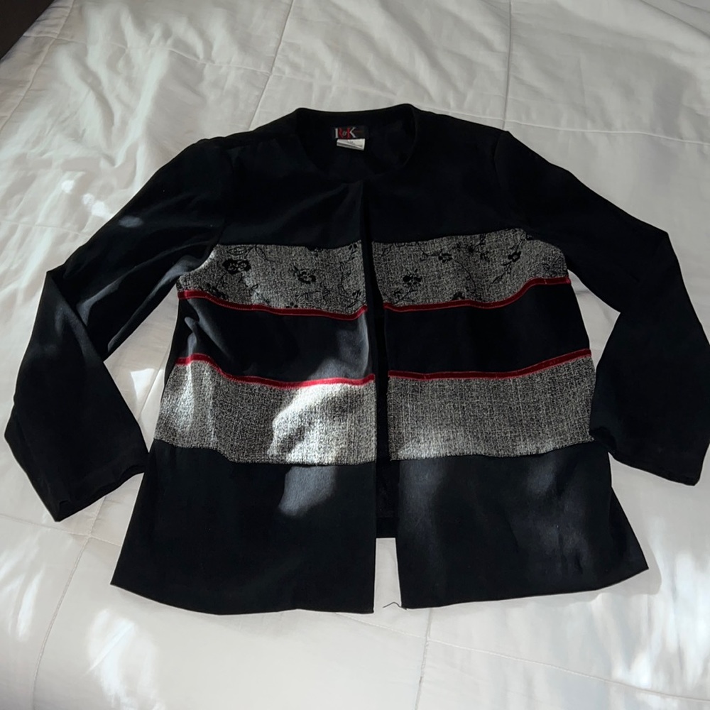 vintage R&K originals suit jacket-shoulder pads black with gray pannels Size 14